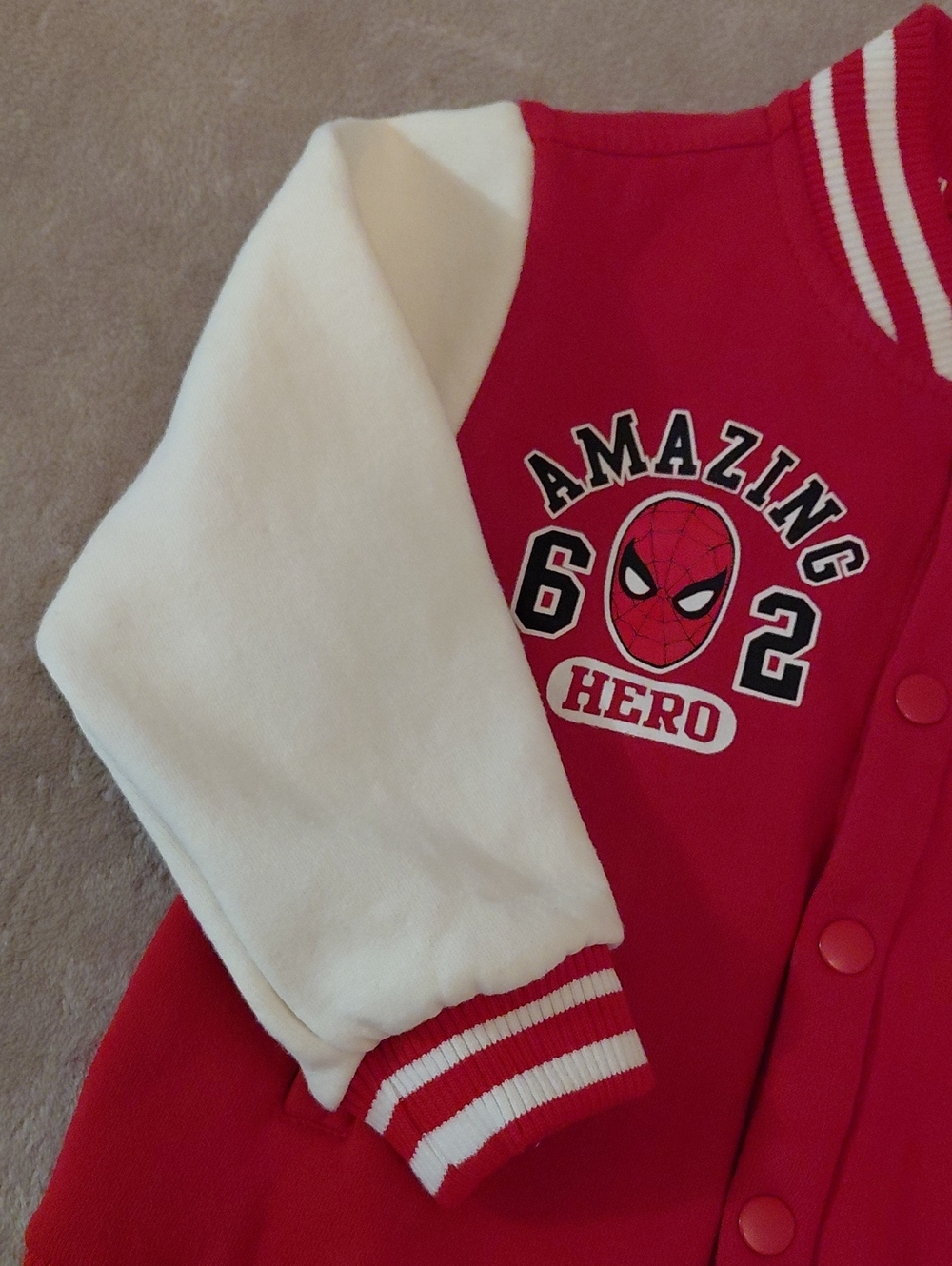Marvel Red & White Kids Spider-Man Varsity Hoodie Jacket 4T Spidey - Picture 6 of 11